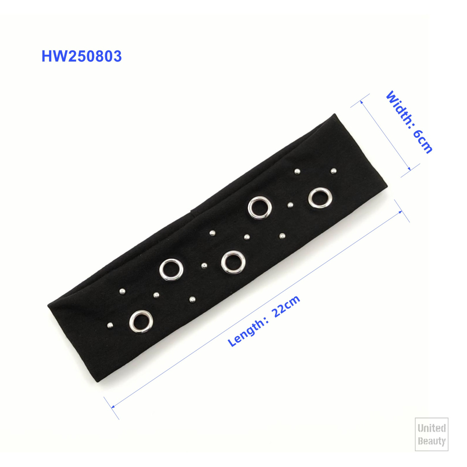 HW250803-44x6cm朋克风5气眼11钉扣头带-IM