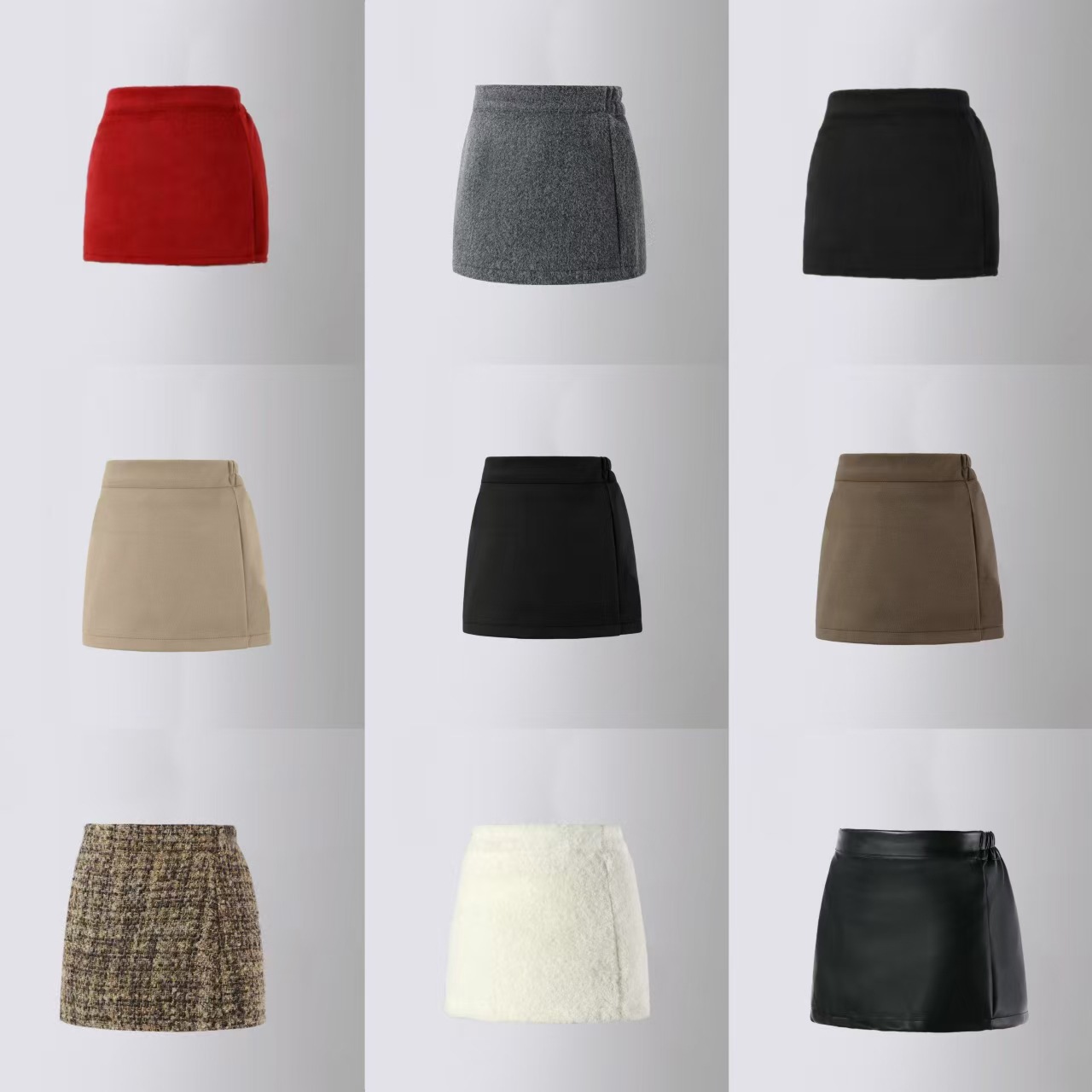 Retro woolen red colored design skirt