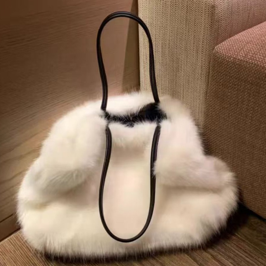 2024 new fur bag, large capacity fur shoulder bag, hand-held large bag, women's bag, tote bag, women's bag_voghion.com