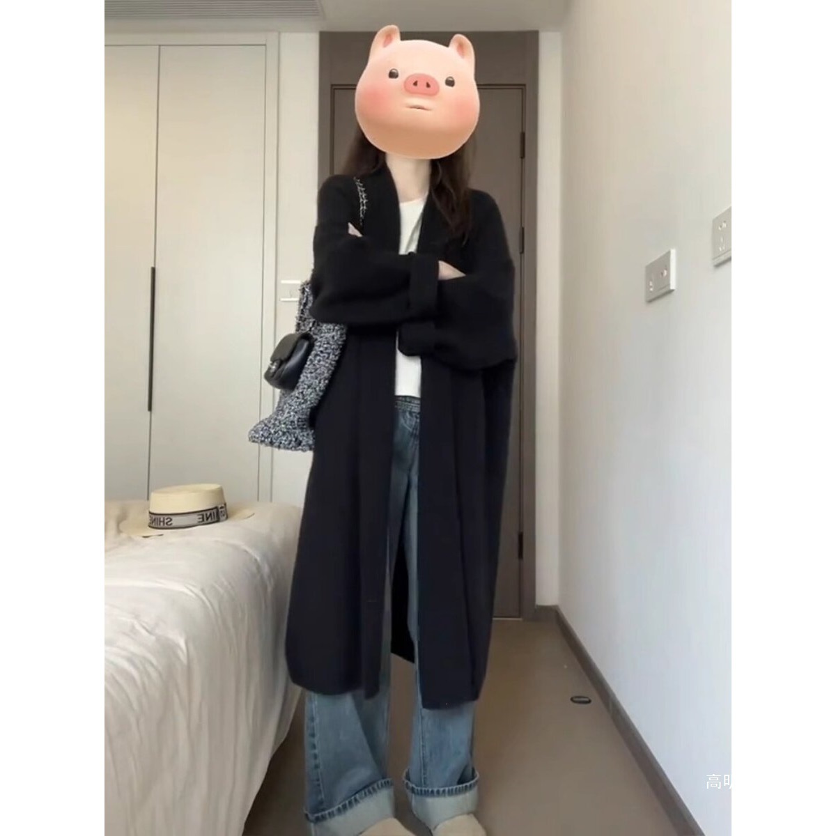 2026 Early Autumn New Style Black Long Sweater Cardigan for Women, Korean Style Lazy Coat