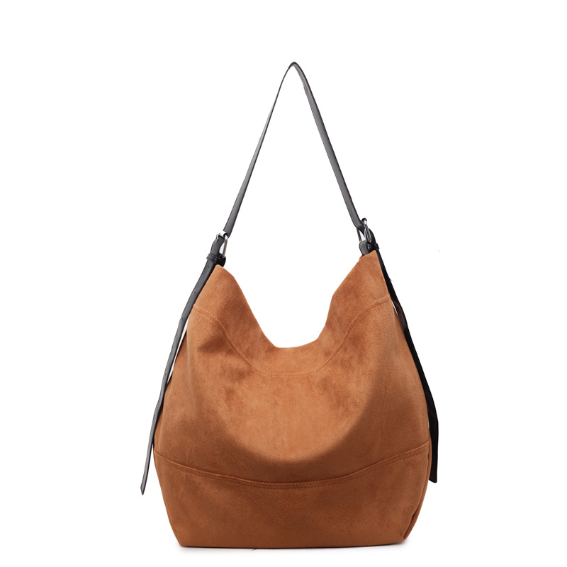 Bolsa de cubo de gran capacidad esmerizada transfronteriza para mujeres 2025, otoño y invierno, nueva bolsa de hombro coreana de alto valor de cara, bolsa de tendencia debajo de la axila