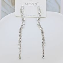 925银针镶钻锆石S型流苏耳坠简约时尚爪链长款耳饰跨境新品耳环女