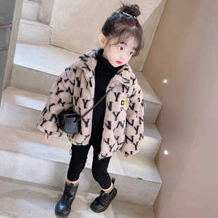 Girls' Winter Coat Cotton-padded Letter Children's Thickened Winter Korean-style Autumn and Winter Men's and Women's Baby Woolen Sweater for Foreign Trade