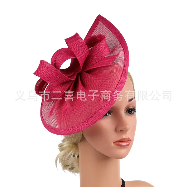New Amazon European and American Bridal Hairpin Hair Accessories Jockey Club Ball Vintage Fashion Elegant Top Hat Imitation Hemp Gauze Hat
