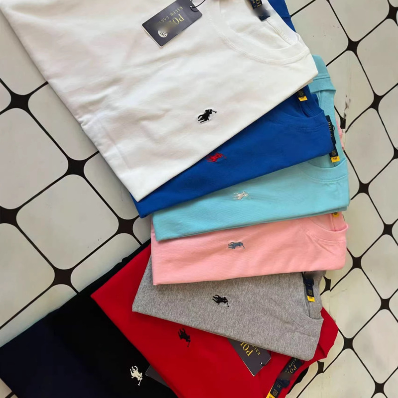 Cross-Border Pure Cotton Laffy Pony Logo Round Neck T-Shirt Summer Men's and Women's Embroidered Loose Short-Sleeved Fashion Casual Breathable T-Shirt Cross-Border Pure Cotton Laffy Pony Logo Round Neck T-Shirt Summer Men's and Women's Embroidered Loose Short-Sleeved Fashion Casual Breathable T-Shirt