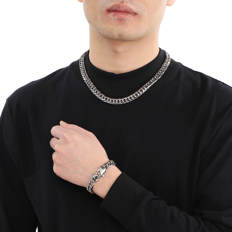35g Weight Chain Necklace, Necklace Classification Cuban Link Chain Curb Chain Chain Type 1 Piece Quantity Daily, Street Occasion Titanium Steel Material Geometric Pattern All Seasons Season Men's Gender Plating Design Streetwear Style Streetwear Geometric Titanium Steel Plating Men's Chain Necklace Necklace Men Necklace Sets 10