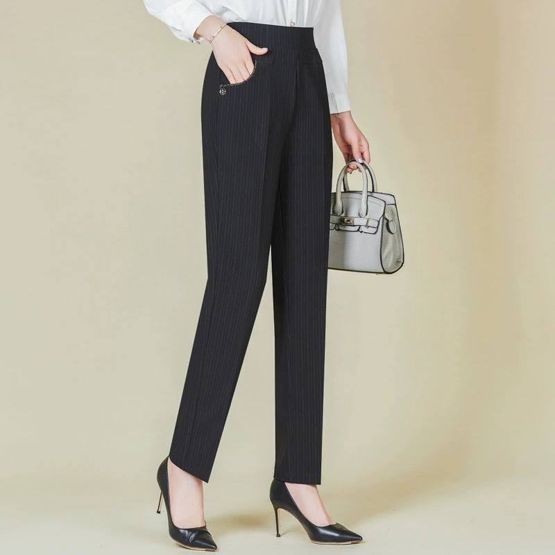 2024 мама брюки средних лет весна и осень средние и пожилые женские брюки весенние свободные прямые повседневные брюки старик новый стиль брюки