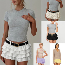 亚马逊跨境2025春夏欧美爆款 Y2K性感辣妹纯色时尚百搭蛋糕半身裙