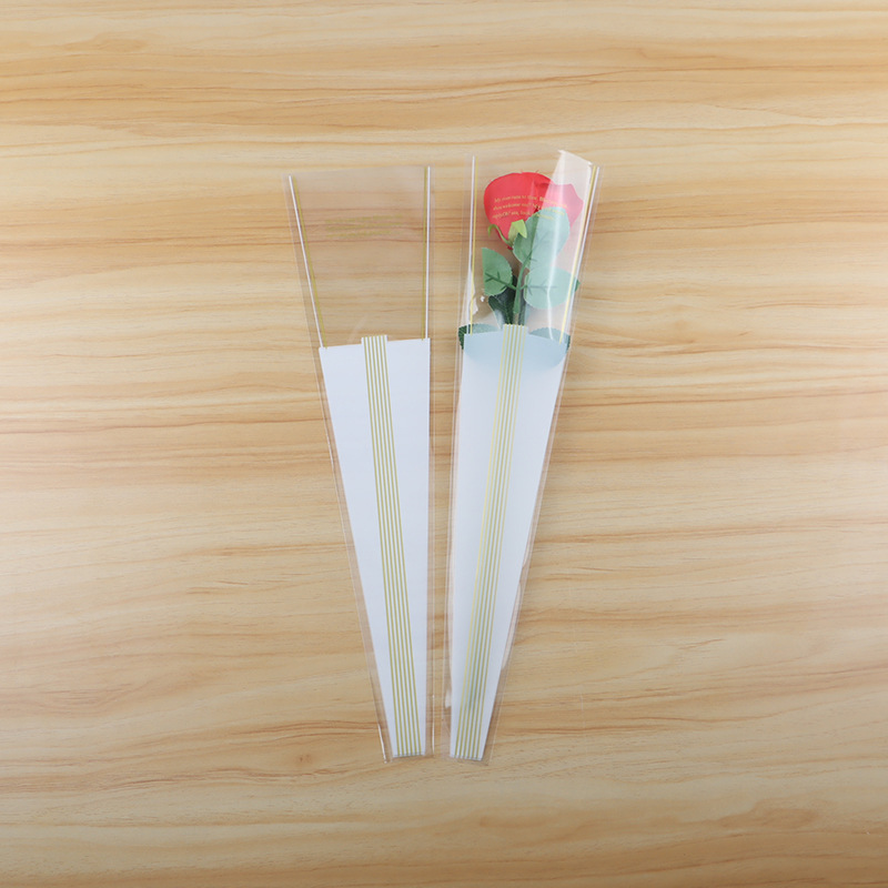 Bolsa de Plástico OPP para Ramo de Flores con Diseño de Corona y Rosa Individual para el Día de San Valentín, Venta al por Mayor