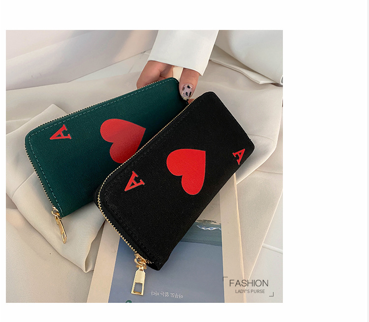 Canvas Material Letter, Heart Shape Pattern Women's Letter Heart Shape Canvas Zipper Wallets