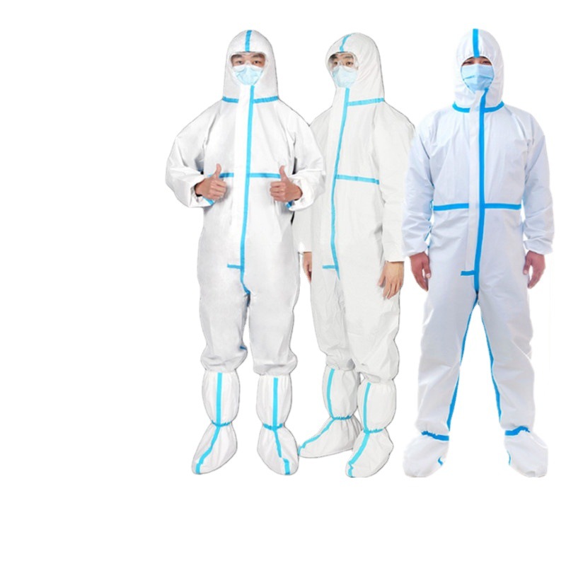 一次性防护服连脚医护专用连体防疫服sms无纺布隔离服反穿衣批发