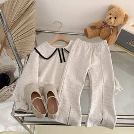 Yumi Cocoa2023韩版秋季洋气时髦宝宝娃娃领卫衣裤子休闲两件套装