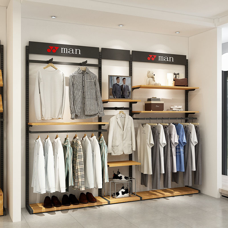 Tienda de ropa de Pared Soporte de exhibición soporte de exhibición de tipo de piso tienda de gama alta para hombres