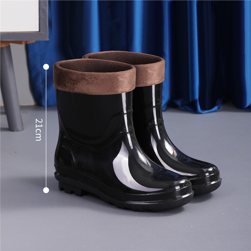 Comercio exterior de alto tubo de protección laboral para hombres zapatos de lluvia gruesos zapatos de lluvia impermeables al aire libre anti-deslizante extra alto calentamiento de lana zapatos de agua