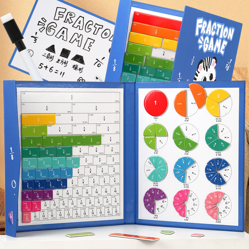 Kindergarten Math Addition and Subtraction Teaching Aids, Number Decomposition, Children's First-Grade Learning Magnetic Fraction Disk Toy, Educational