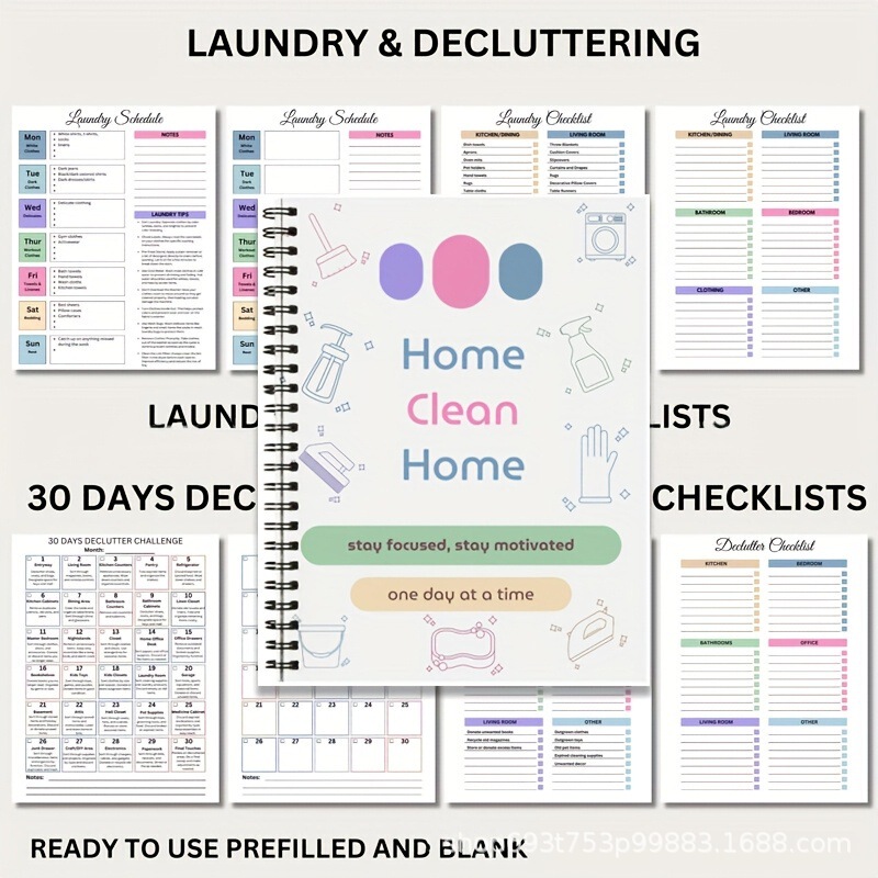 跨境爆款 可贴标Home Cleaning Plan家庭清洁计划本|undefined