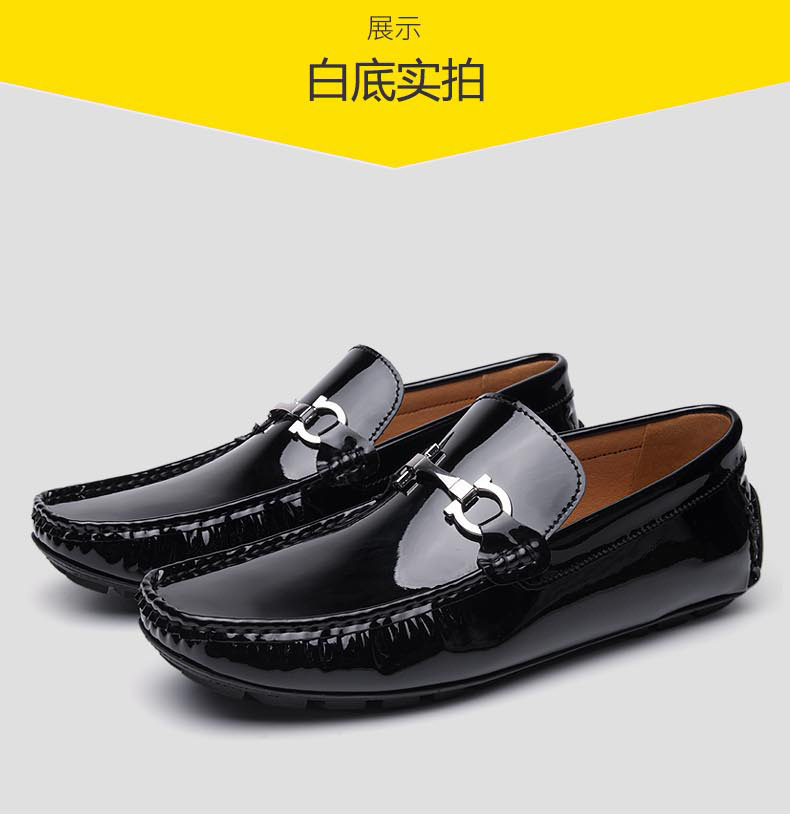 Giày lười nam da bò mũi tròn đế bệt, giày lái xe kiểu mới — 2117 màu đen dập nổi, 2117 đen mặt bóng chi tiết 25