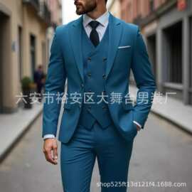 欧美2025外贸三件套马甲西服套装商务休闲婚礼宴会非洲跨境西服男