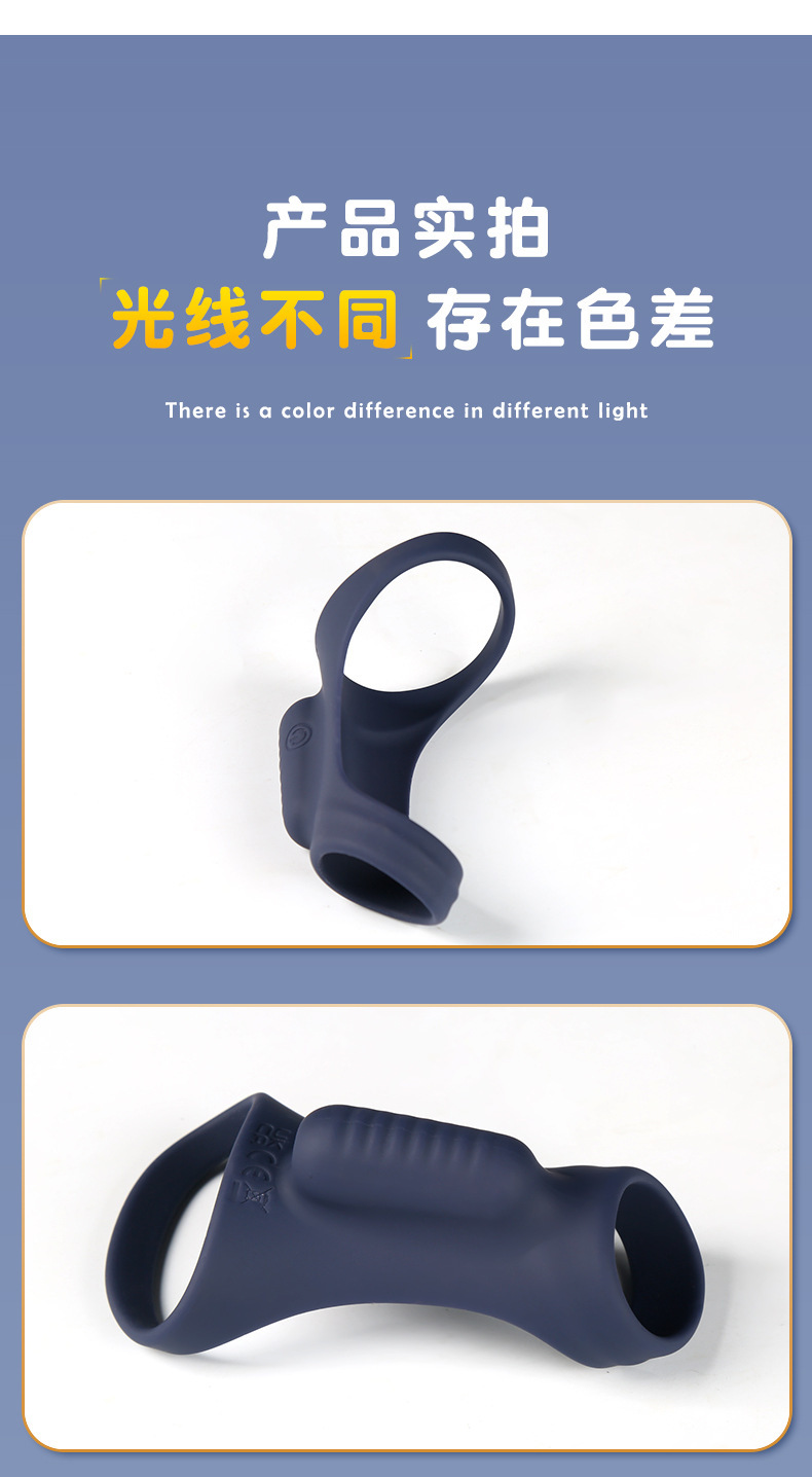 Remote Control Vibrating Double-Ring Lock Ring Silicone Penis Sleeve — detail image 24