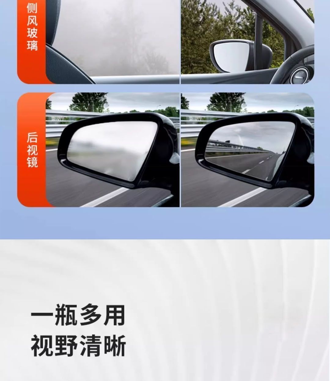 Suitable for anti-fog agent in winter, car windshield and window defogger, long-lasting anti-fogging for car interiors and rearview mirrors