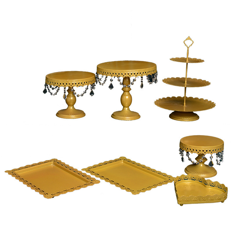 Accesorios de boda decoración de mesa de postre creativo europeo oro hueco estante de pastel de postre tienda de postres combinación de estante de pastel de refrigerio image 5