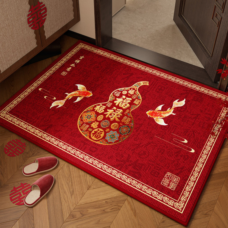 New Chinese-style festive doormat for home use, suitable for the entrance hall, durable, stain-resistant, and non-slip, made of linen and diatomaceous earth New Chinese-style festive doormat for home use, suitable for the entrance hall, durable, stain-resistant, and non-slip, made of linen and diatomaceous earth