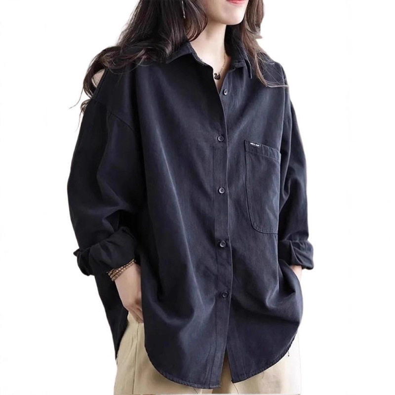 2025春季装新款女士长袖衬衫洋气减龄外套开衫百搭中长款女装上衣|undefined