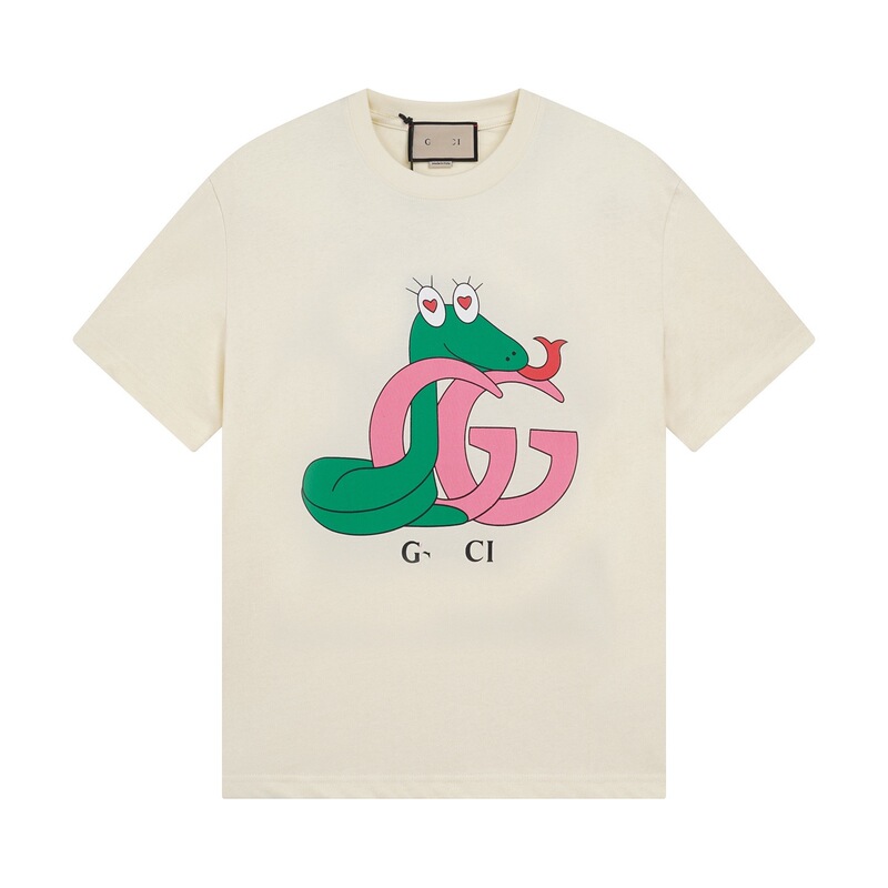 GU クロスボーダー ハイバージョン 25SS 新作 辰年 蛇年 蛇絵文字プリント 半袖Tシャツ 男女兼用 万能|undefined