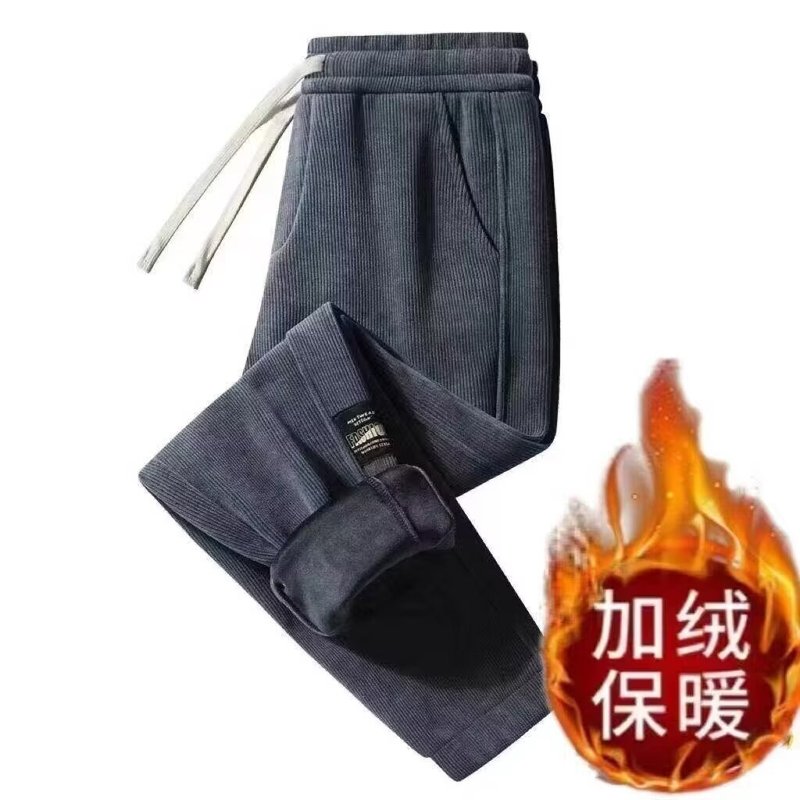 灯芯绒休闲裤男士裤子加绒加厚秋冬季长裤卫裤春秋款男条绒运动裤|undefined