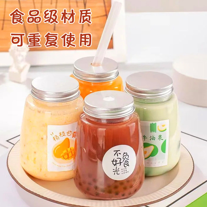 350ml botella de té de leche grasa en forma de U 500ml botella de bebida de jugo de fruta roja botella de manzana transparente