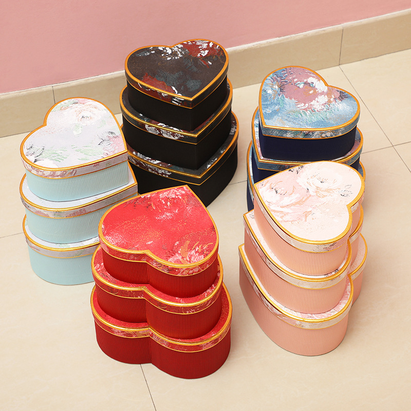 Heart-shaped packaging box, rich flower gift box, peach heart gift packaging box, creative heart-shaped gift box manufacturer