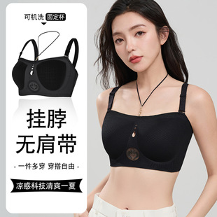 Plus Size Strapless Bra for Chubby Women, Thin Summer Style, Minimizes Large Busts, Anti-Sagging, Full Coverage, Seamless, Side Breast Collection Bra