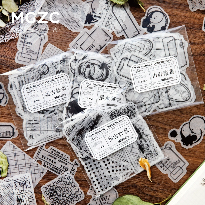 Сумерки ностальгическая запись серии стикеров сумка сульфатной бумаги этикетки материал креативный текст коллаж 4