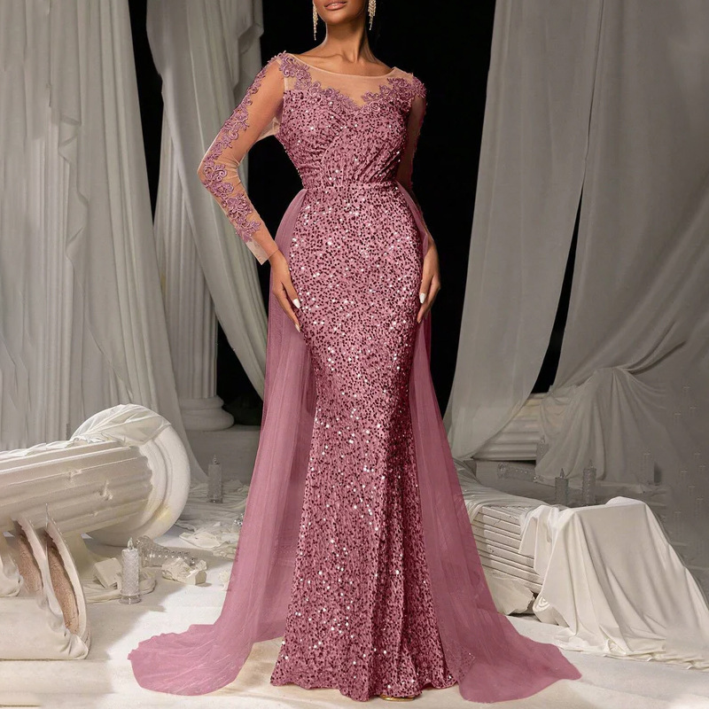 Attend Banquet Party Lace Evening Gown Party Ball Floor-Length Lace Dress