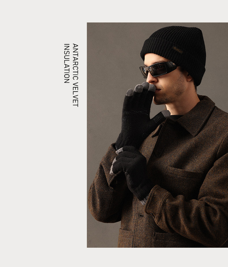 Filato lavorato a maglia da uomo, autunno e inverno, scrittura con le dita, ciclismo all'aperto, spesso, resistente al freddo, touch screen caldo_voghion.com