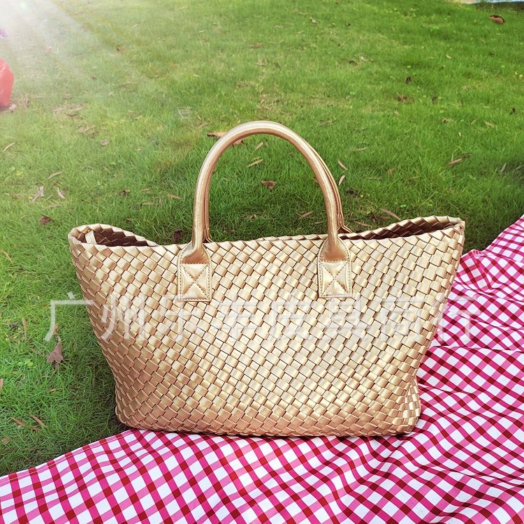 Handwoven Bag Trendy Tote Bag Cross-Border Popular Women's Bag Mother's Handbag Large Capacity Casual Woven Bag