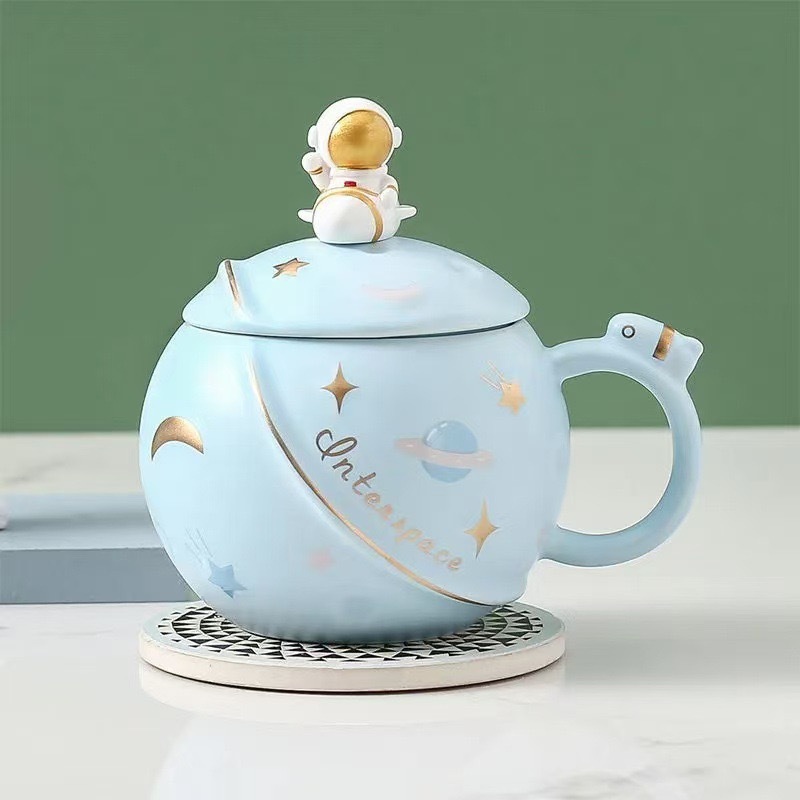 Ceramic Planet Mug With Lid Creative Coffee Cup For Couples Gift_voghion.com
