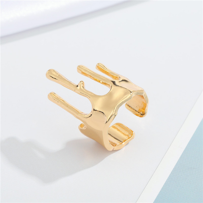 new two-color crown irregular opening adjustable ring wholesale nihaojewelry