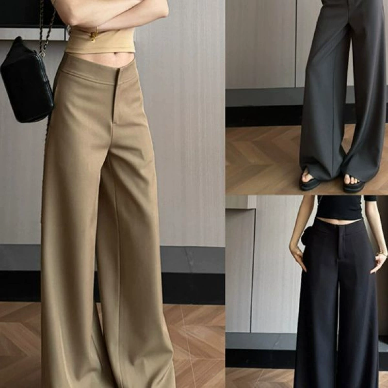 Модные брюки в стиле Old Money, элегантные тонкие универсальные повседневные длинные брюки, дизайн весна-лето, новые свободные брюки в стиле ретро, ​​очень длинные