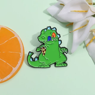 卡通绿色小恐龙造型系列胸针创意披萨小怪兽金属徽章跨境配饰批发
