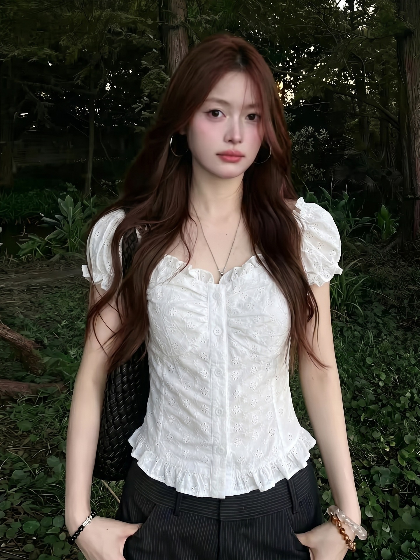 Cute white summer fitted shirt
