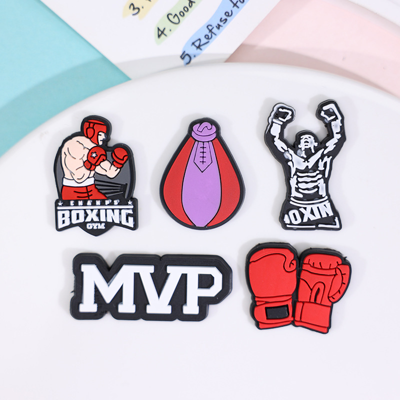 Soft rubber Boxing Gloves boxer MVP letter diy accessories character card shoes slippers buckle accessories material decorative patch