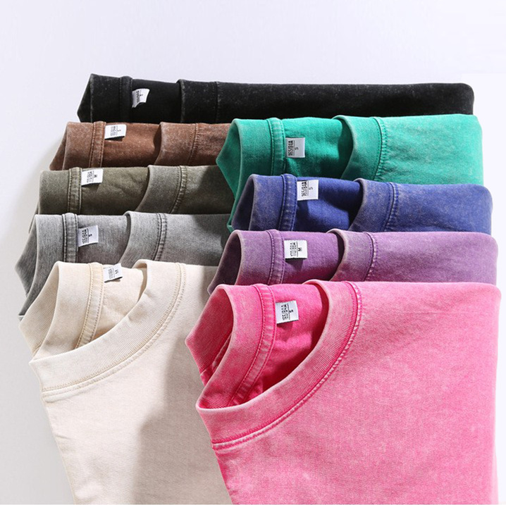 270g Pure Cotton Washed Vintage Oversized Loose Drop Shoulder Snowflake Short-Sleeve T-Shirt for Men