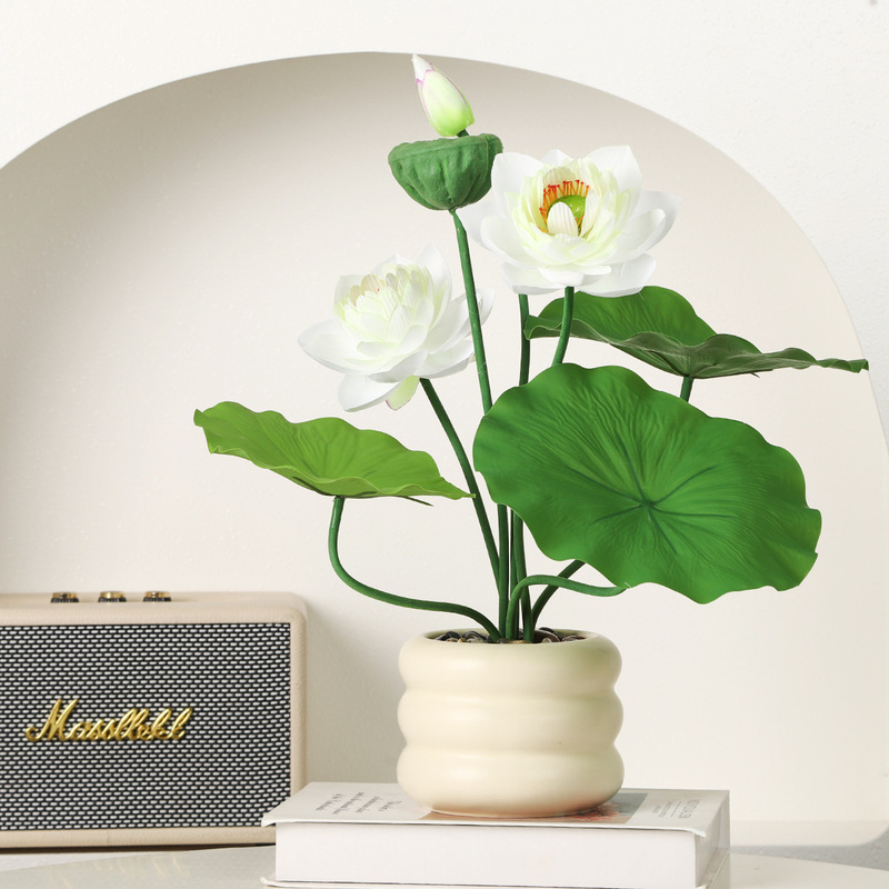 Light Luxury Lotus Artificial Flower Potted Ornaments Hotel Lobby Decoration Artificial Hydroponic Lotus Home Decoration Ornaments Light Luxury Lotus Artificial Flower Potted Ornaments Hotel Lobby Decoration Artificial Hydroponic Lotus Home Decoration Ornaments