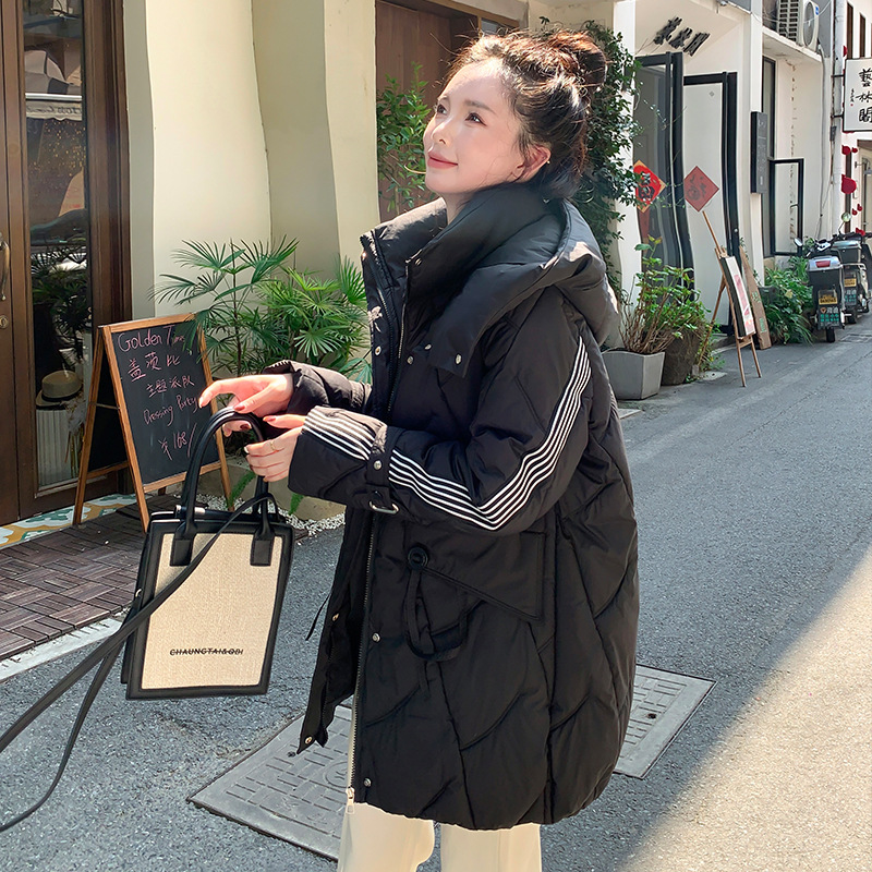 2024 nueva moda coreana suelta y gruesa chaqueta de algodón con capuchón chaqueta de algodón de moda