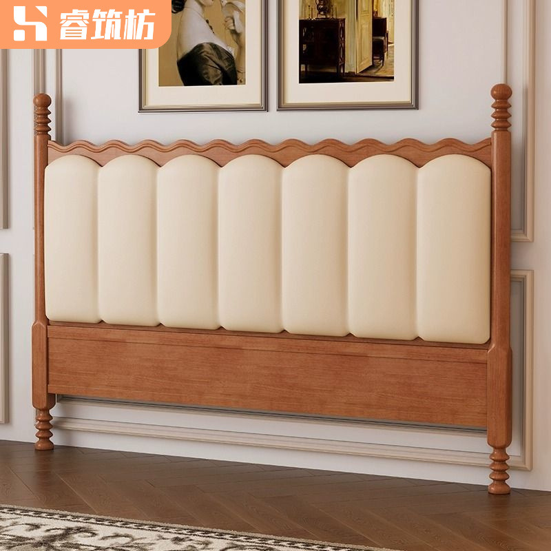 French-Style Solid Wood Bedside Single Purchase Soft Back Vintage Bed Frame American Style 1.8m Separate Bedside Tatami Soft-Packed Bedside