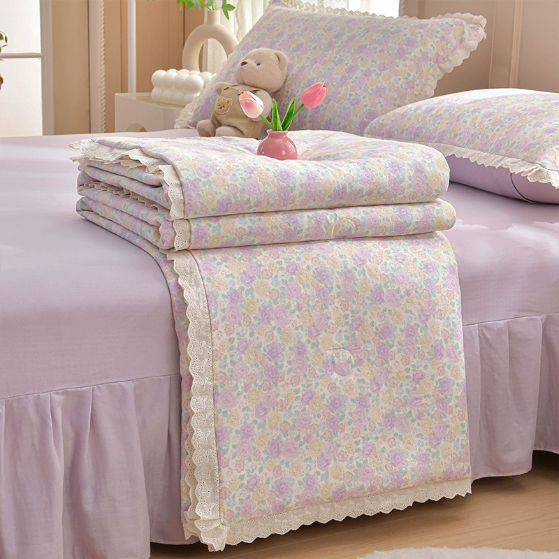 Cotton double-layer fresh bedspread, summer duvet, set, 4 piece set