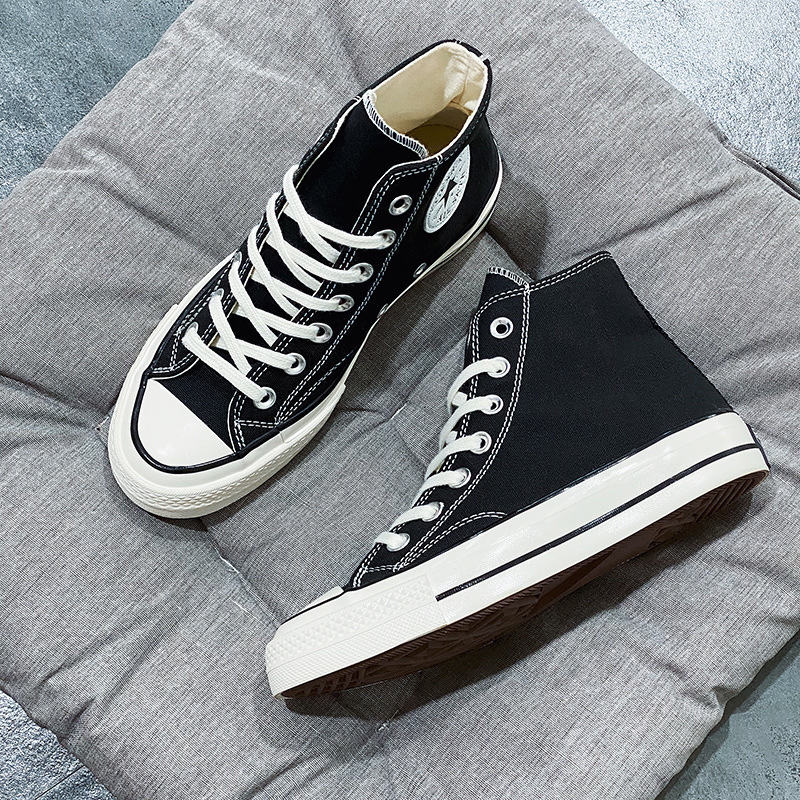 Meiqi Converse 1970S Classic High-Quality Vulcanized Sail High-Top Canvas Shoes for Men and Women Casual Sports Shoes Black