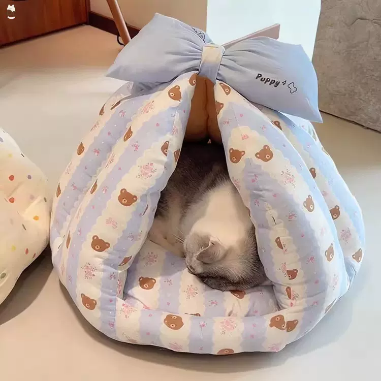 ins风猫窝冬加厚半封闭式保暖安全感猫房子别墅御寒小型犬狗窝