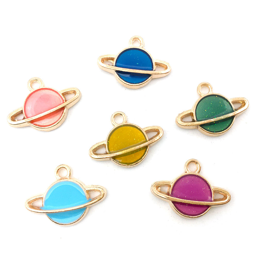 Diy accesorios de joyería coreanos gota de aleación de aceite colgante pequeño pulsera colgante brillante luna estrella globo colgante